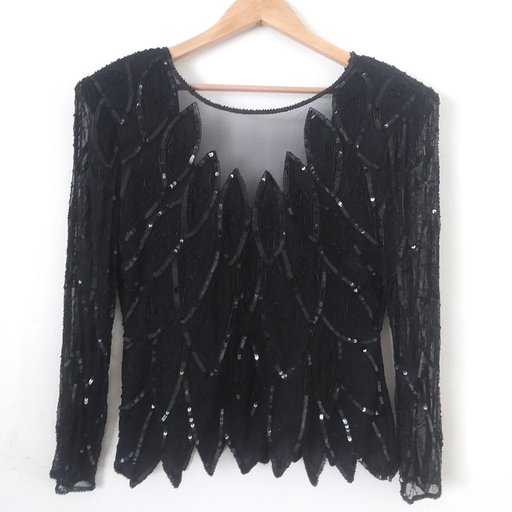 Vintage Silk Sequin Evening Top